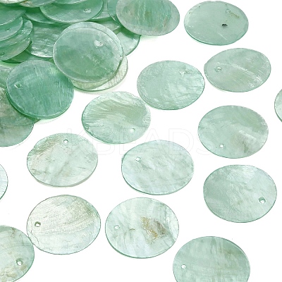 Spray Painted Natural Capiz Shell Pendants SHEL-C010-12B-1