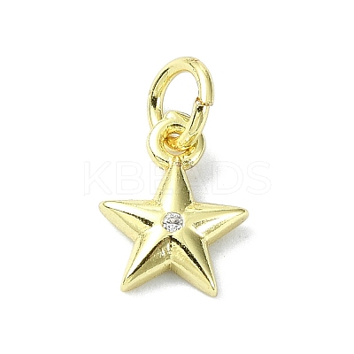 Brass Micro Pave Clear Cubic Zirconia Charms KK-H475-59G-09-1
