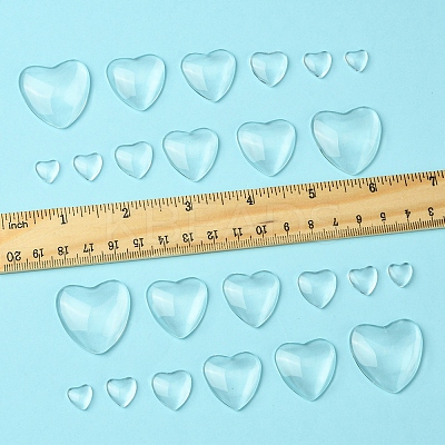 48Pcs 6 Styles Transparent Heart Glass Cabochons GGLA-FS0001-07-1