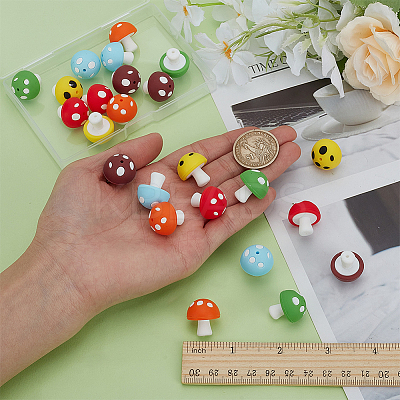 24Pcs 6 Colors Mushroom Food Grade Eco-Friendly Silicone Focal Beads SIL-FG0001-01-1