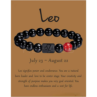 12 Constellation Natural Round Carnelian Beads Stretch Bracelets WGD22B0-12-1