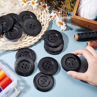 30Pcs Wood Buttons BUTT-OC0001-50B-1