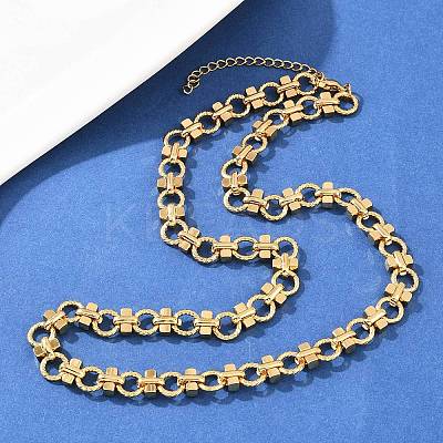 8MM 304 Stainless Steel Twisted Ring Link Chain Necklaces NJEW-Z105-04G-04-1
