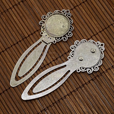 20mm Clear Domed Glass Cabochon Cover for Antique Silver DIY Alloy Portrait Bookmark Making DIY-X0125-AS-NR-1