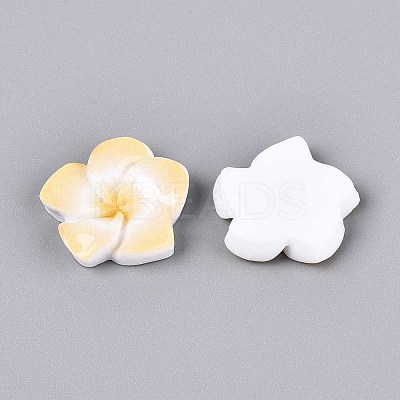 Plumeria Flower Opaque Resin Cabochons CRES-T025-30B-02-1