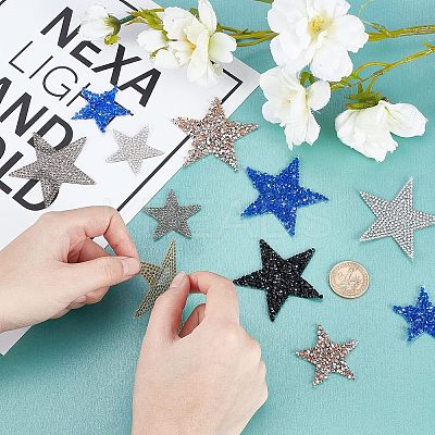 20Pcs 10 Style Rhinestone Star Cloth Iron On/Sew On Patches DIY-NB0006-05-1