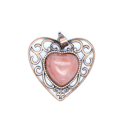 Retro Hollow Synthetic Cherry Quartz Glass Pendants PW-WGAB5DC-10-1