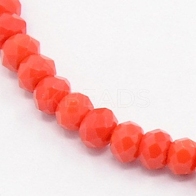 Opaque Solid Color Crystal Glass Faceted Rondelle Beads Strands X-GLAA-F025-A08-1