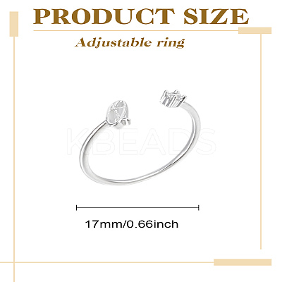 1Pc Letter Brass Rhinestone Open Cuff Rings for Women AJEW-LP0004-47Q-S-1