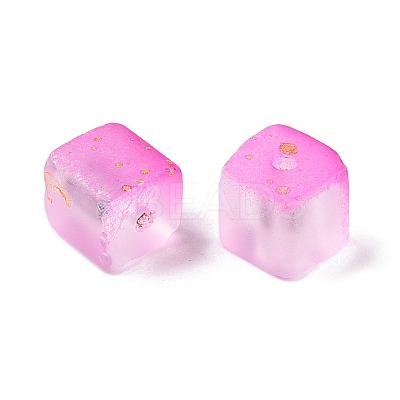 Frosted Glass Beads with Golden Glitter Powder LS-DGLA-NH001-8mm-01H-1