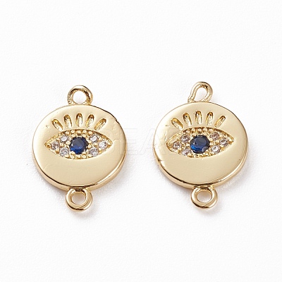 Brass Micro Pave Clear & Royal Blue Cubic Zirconia Links Connectors KK-C100-40G-1