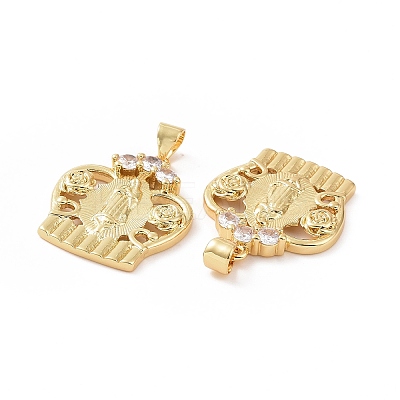 Brass Micro Pave Cubic Zirconia Pendants ZIRC-P106-20G-1