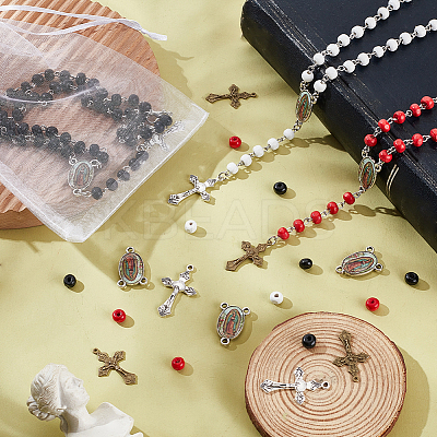 Wood Rosary Beaded Style Necklaces Bracelet Making Finding Kit DIY-PH0021-65-1