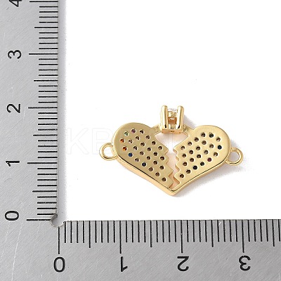 Brass Micro Pave Cubic Zirconia Heart Connector Charms KK-A252-28G-02-1