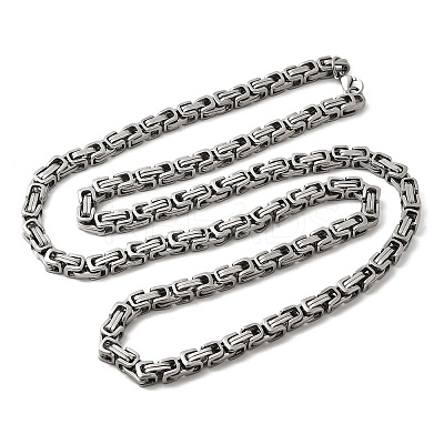 Non-Tarnish 201 Stainless Steel Byzantine Chain Necklaces NJEW-V0299-07-1