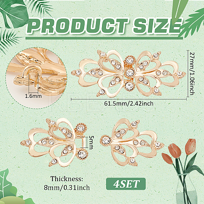 4Pcs Zinc Alloy Rhinestone Snap Lock Clasps FIND-FG0003-45A-1