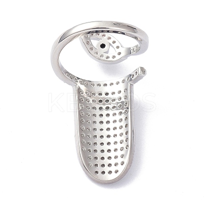 Brass Micro Pave Cubic Zirconia Fingernail Rings RJEW-D115-04P-1
