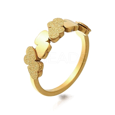 Textured Heart 304 Stainless Steel Finger Ring for Women RJEW-L126-10B-G-1