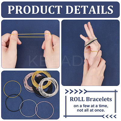 48Pcs 4 Colors Steel Wire Round Snake Chain Bracelets Set BJEW-BC0001-05-1