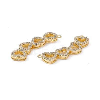 Brass Micro Pave Clear Cubic Zirconia Connector Charms KK-E068-VC024-1