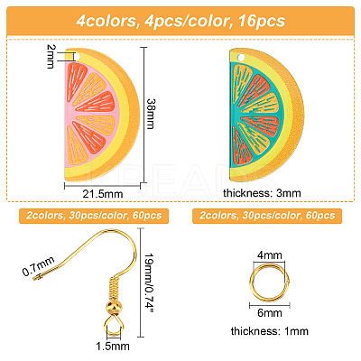 3D Printed Orange Charm Dangle Earring Making Kit for Girl Women DIY-OC0007-70-1
