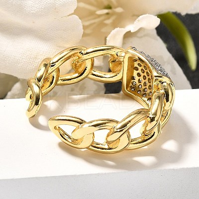 Brass Micro Pave Cubic Zirconia Cuff Rings RJEW-U035-03GP-1