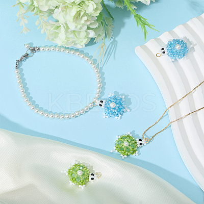 4Pcs 2 Colors Glass Pendants PALLOY-CA00017-1