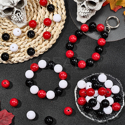 90Pcs 3 Colors Opaque Acrylic Beads MACR-SP0001-63-1