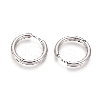 Tarnish Resistant 202 Stainless Steel Huggie Hoop Earrings A-EJEW-F111B-19mm-P-1
