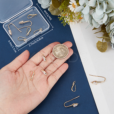 16Pcs 4 Style Brass Earring Hooks KK-BBC0012-53-1