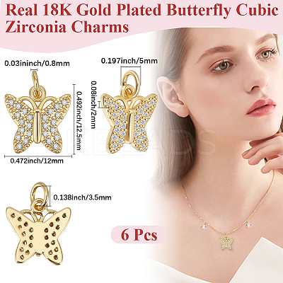 6Pcs Brass Micro Pave Cubic Zirconia Charms KK-BBC0016-80A-1