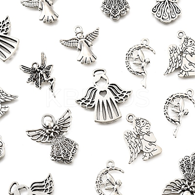 80Pcs Tibetan Style Alloy Moon with Fairy Pendants TIBEP-FA0001-RS-1