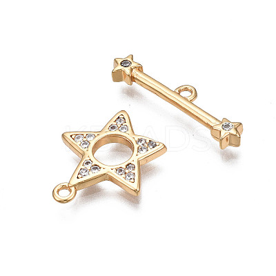 Brass Micro Pave Clear Cubic Zirconia Toggle Clasps LS-KK-Q278-011-NF-1