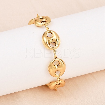 304 Stainless Steel Coffee Bean Link Chain Bracelets X-BJEW-D359-14B-G-1