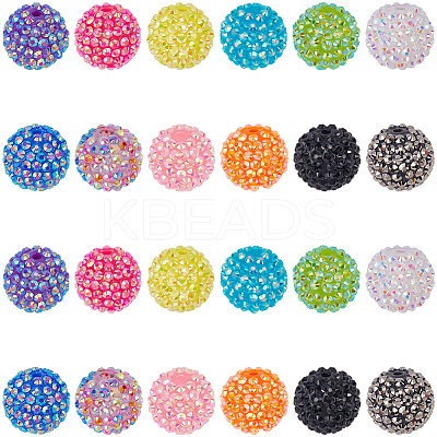 24Pcs 12 Colors Resin Rhinestone Beads RESI-PA0001-04-1