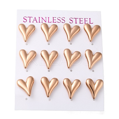 PVD Vacuum Plating 304 Stainless Steel Stud Earring EJEW-C099-04RG-1