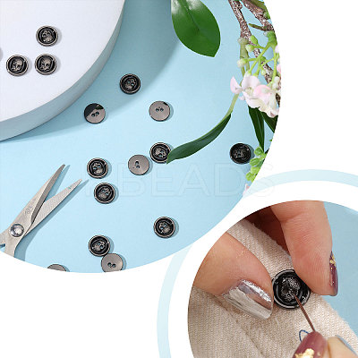 40Pcs 2-Hole Alloy Enamel Flat Round Buttons BUTT-CA0001-36B-1