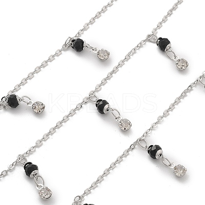 Handmade Brass Glass Beads & Rhinestone Chains CHC-L051-02P-1