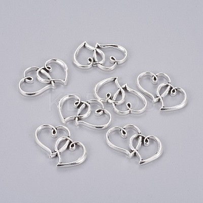 Tibetan Style Double Heart Links connectors TIBE-M029-02AS-LF-1