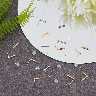 40Pcs 2 Colors Brass Stud Earring Findings KK-BBC0002-80-1