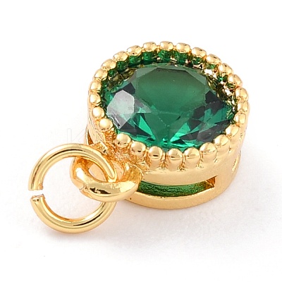 Real 18K Gold Plated Brass Inlaid Cubic Zirconia Charms ZIRC-L100-081G-01-1