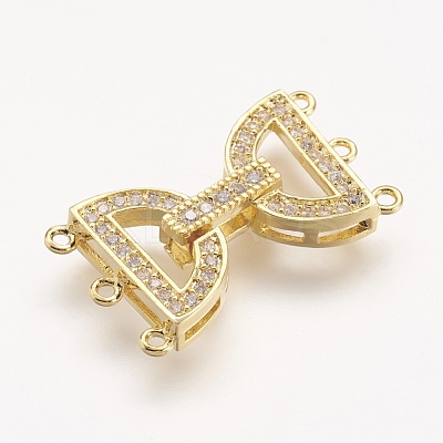 Brass Micro Pave Cubic Zirconia Fold Over Clasps X-ZIRC-F047-05G-1