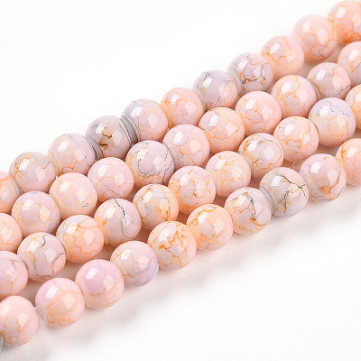 Baking Paint Glass Beads Strands DGLA-N003-4mm-C01-1