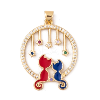 Brass Micro Pave Cubic Zirconia Pendants KK-E108-23G-01-1