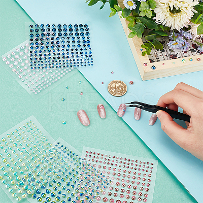 10 Sheets 5 Colors Self Adhesive Acrylic Faux Pearl stickers DIY-GA0004-51-1