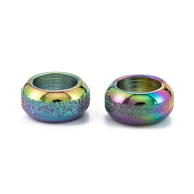 Ion Plating(IP) Frosted 201 Stainless Steel European Beads STAS-B020-13M-1