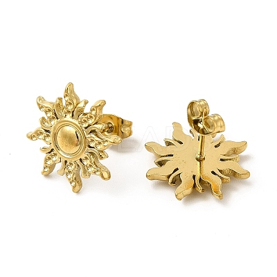 Ion Plating(IP) 304 Stainless Steel Sun Stud Earrings for Women EJEW-I281-21G-1