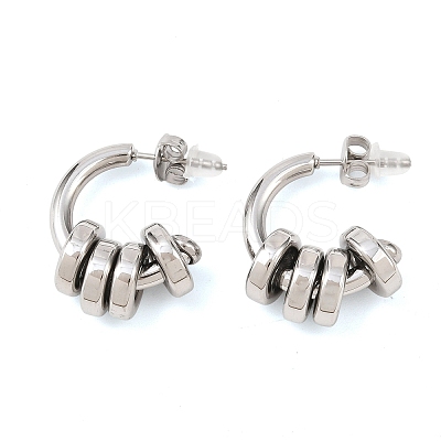 304 Stainless Steel C-Shaped Stud Earrings EJEW-K268-78P-1