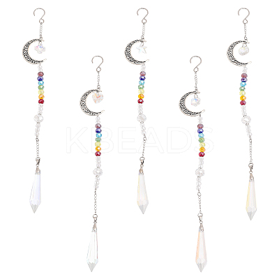 Alloy Moon Pendant Decorations HJEW-CA0001-42-1