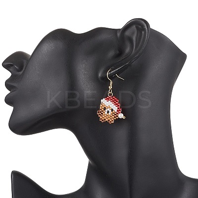 304 Stainless Steel Glass Christmas Theme Dangle Earrings EJEW-MZ00527-05-1